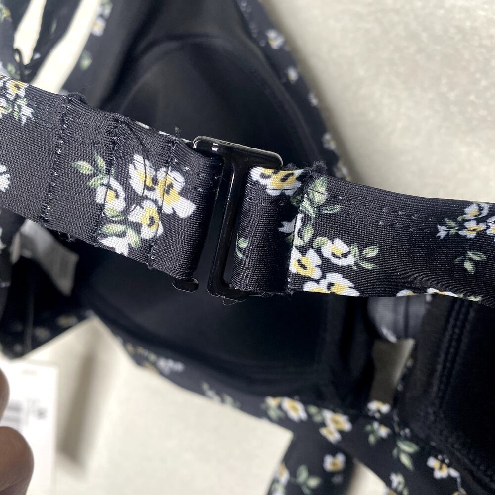Social Angel Tie Front Bikini Top Size 3X Dark Floral Grunge Moody Romanticism - Picture 10 of 11